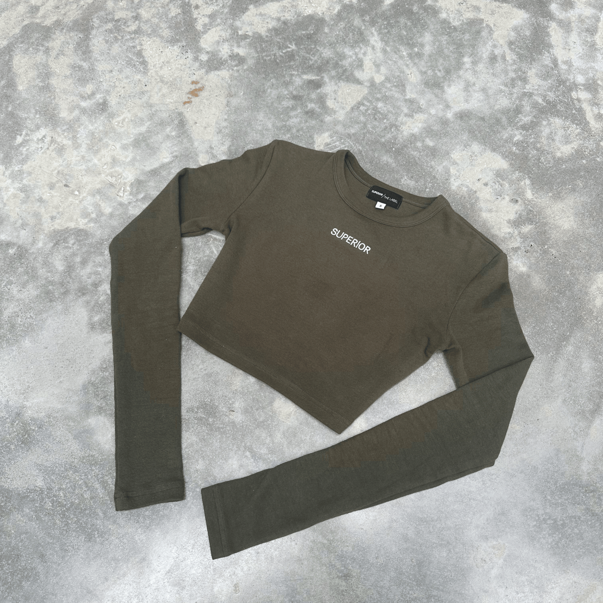 PRE ORDER - LONG SLEEVE CROP TOP - KHAKI